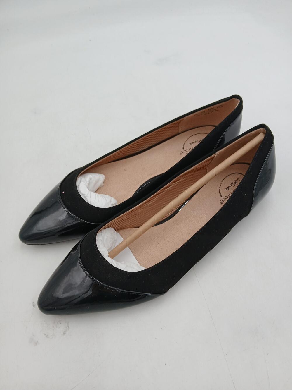 Easy Comfort Lifestyle Zaria Shoes Womens Size 8 W Black Ballet Flats Comfort